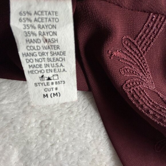 Clara Womens Embroidered Open Front Duster Cardigan Sweater Medium Burgundy New - Picture 4 of 7